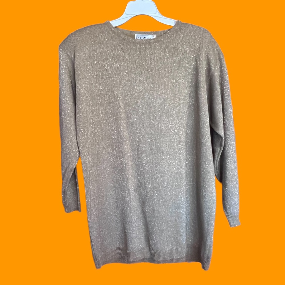 Vintage Cezanne Gold Metallic 3/4 sleeve pullover